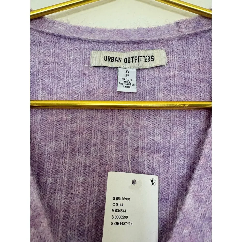NWT Urban Outfitters Bibi Wrap Sweater Top Size Small Purple Knit Crop Ballerina